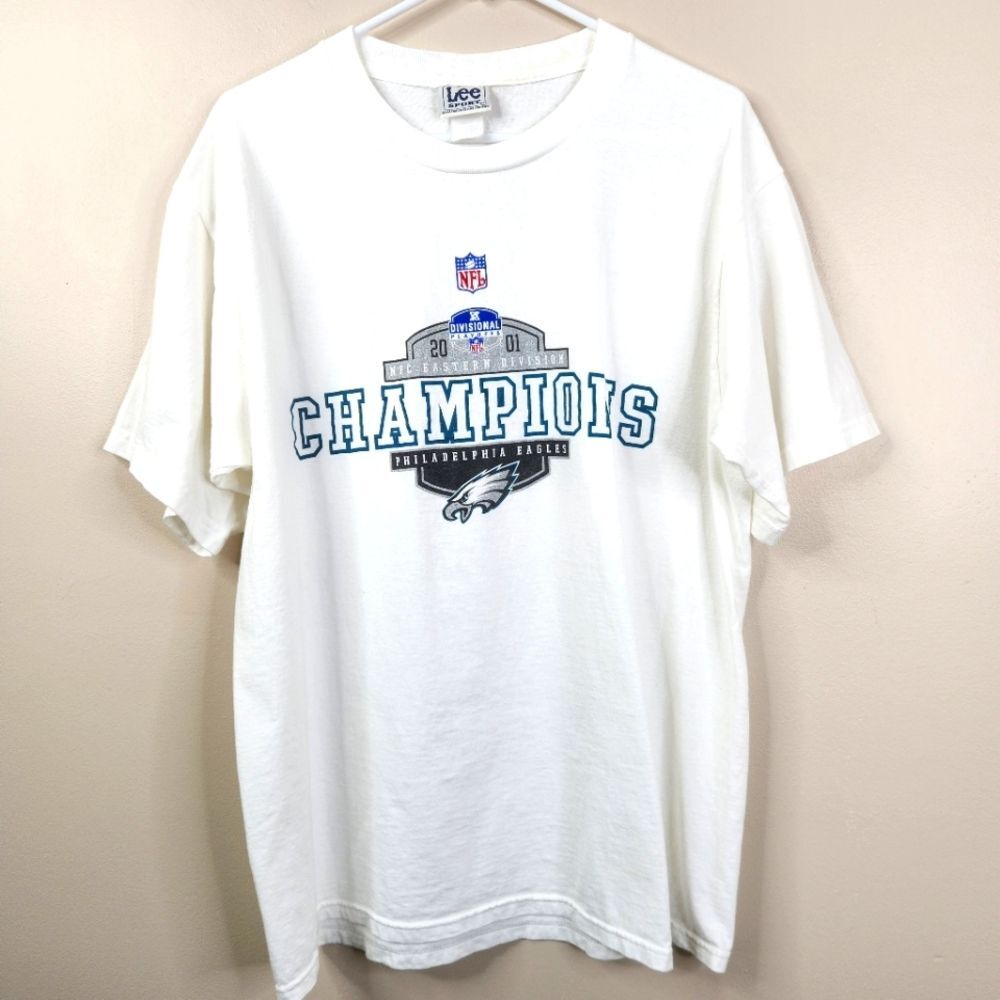 Vintage Lee Sport Philadelphia Eagles 2001 NFC East Champions Short Sleeve Tee L